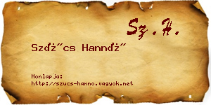 Szűcs Hannó névjegykártya